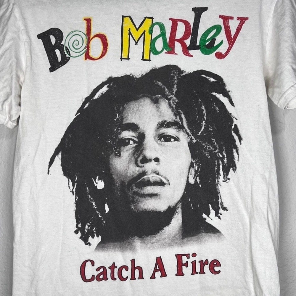 Zion Rootswear Bob Marley‎ Catch A Fire Graphic Print T-Shirt Size M